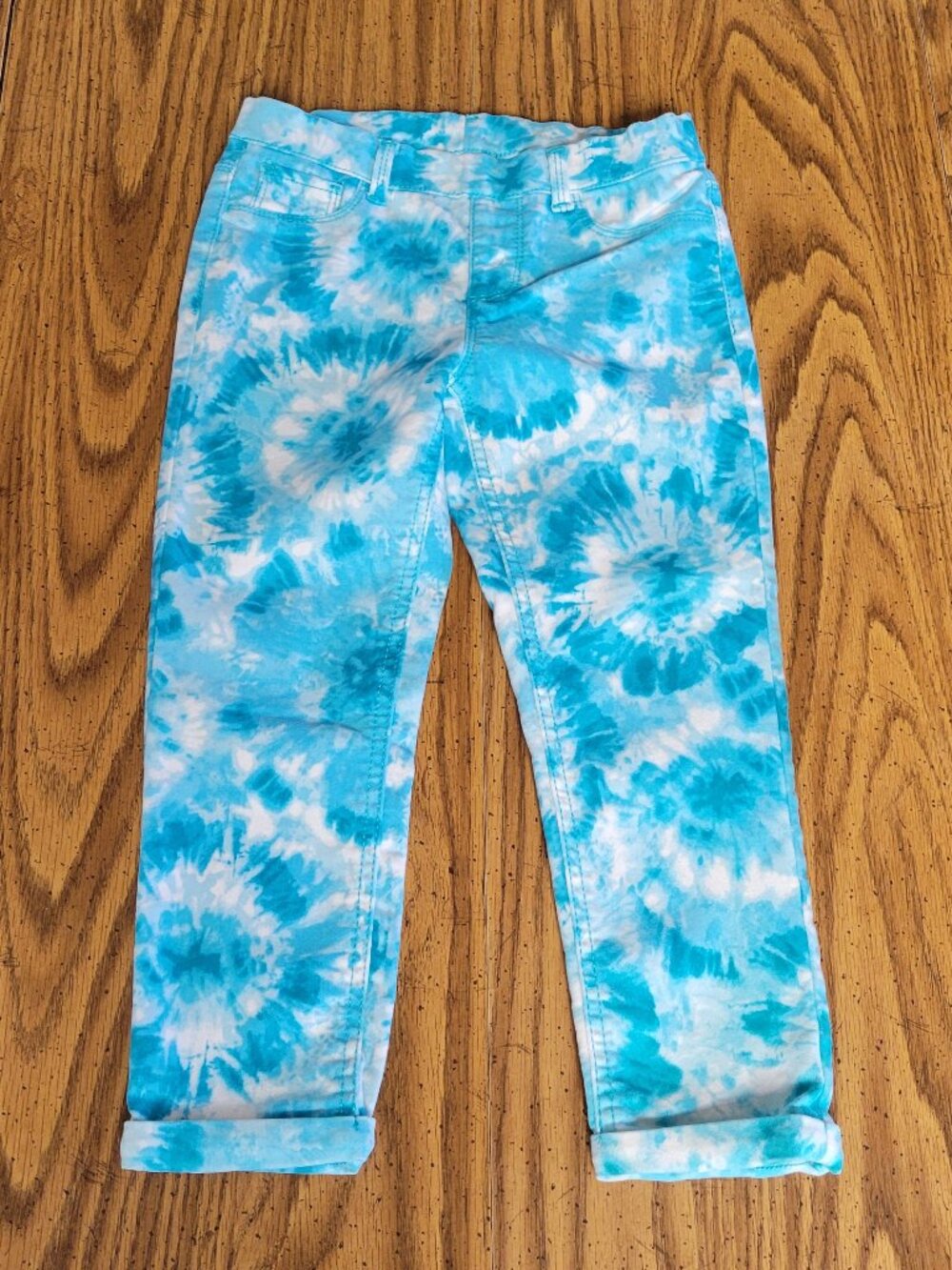 Wonder Nation Girls 7-8 Tie Dye Jeggings Turquoise Blue White NWOT
